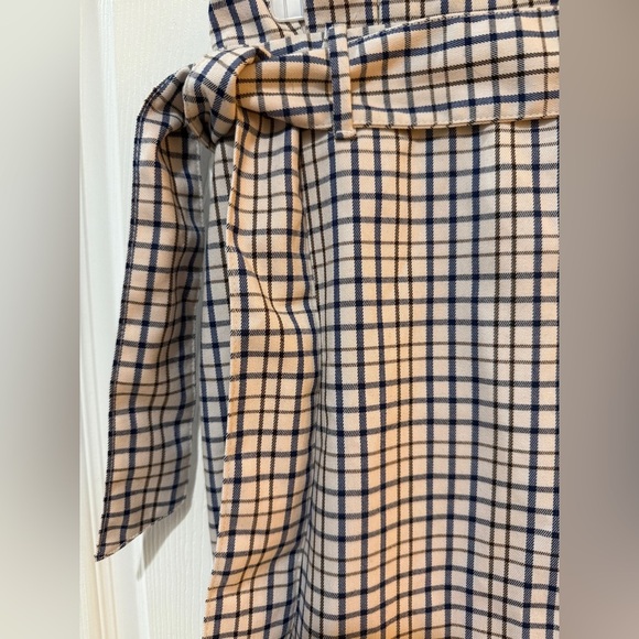 Checkered Paperbag Waist Navy and White Plaid Skirt - Picture 2 of 6